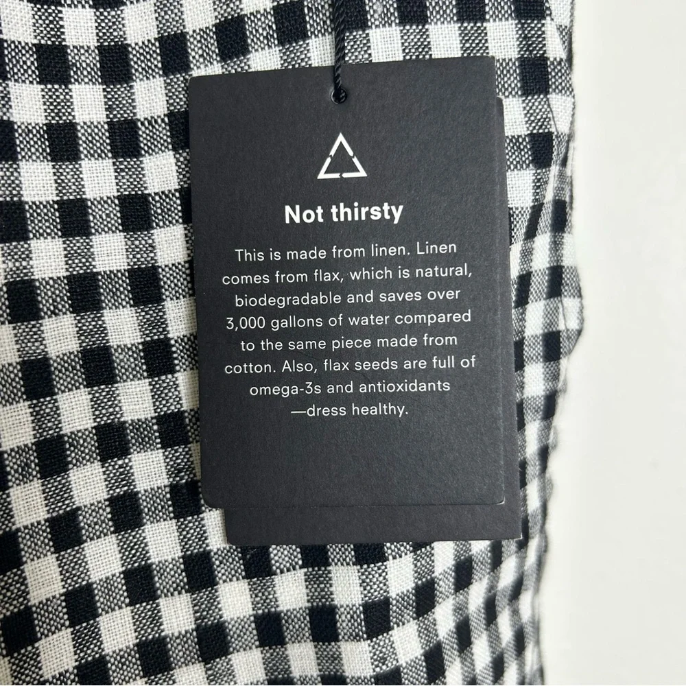 NWT Reformation Tanner April Black White Checkered 100% Linen Pant Size 4